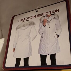 Madison White Ski Jacket with Fur Trim